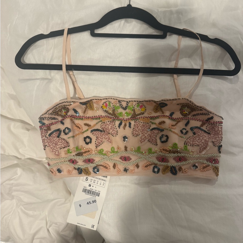 Zara Beaded Crop Top NWT